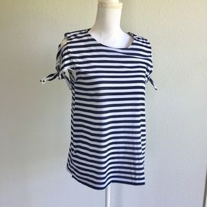 Blooming Jelly Medium Striped Open Shoulder Shirt